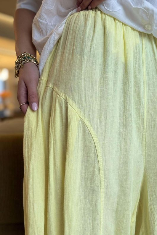 Noa Linen Blend Sia Barrel Trouser Lemon